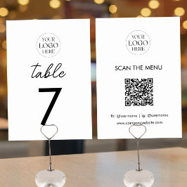 Företagets logotyp QR-kod Meny Modern Minimalistis Bordsnummer