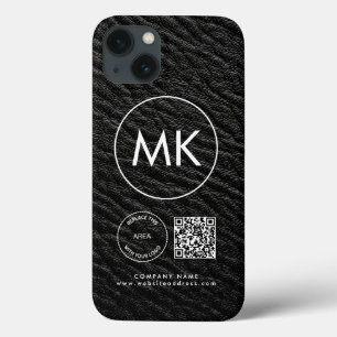 Företagets Logotyp QR-kod Monogram Black Faux Leat