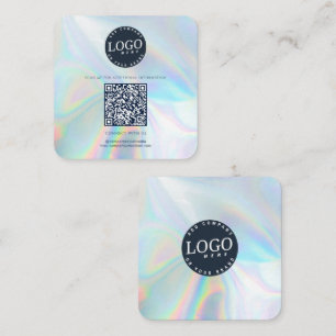 Företagets Logotyp QR-kod Social Media HoloGraph Fyrkantigt Visitkort