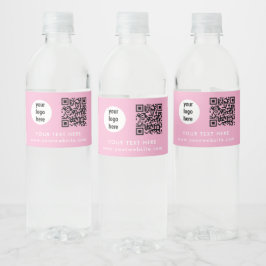 Företagets logotyp QR-kod Text Webbplats Rosa Kund Vattenflaskor Etikett