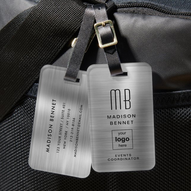 Företagets logotyp Silvergrå professionell resa Bagagebricka (Business Logo Silver Gray Professional Travel Luggage Tag)