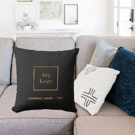 Företagets logotyp svart guld elegant kudde