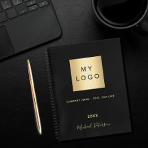 Företagets logotyp svart guld elegant monogram
