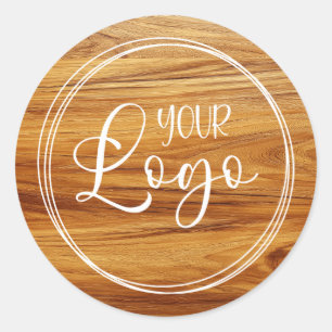 Företagets logotyp Teak trä Foto Runt Klistermärke