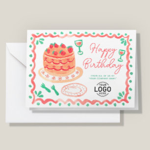 Företagets Logotyp Whimsical Cute Watercolor Birth Kort