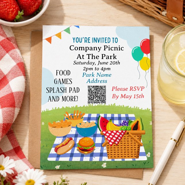 Företagets picknick sommar QR-kod Mall Inbjudan (Skapare uppladdad)