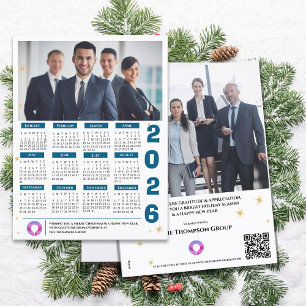 Företagets QRCODE Calendar Business Company Logoty Helg Vykort