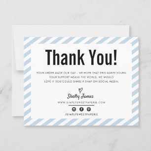 Företagets TACK, modern minimal baby blue LOGOTYP Tack Kort