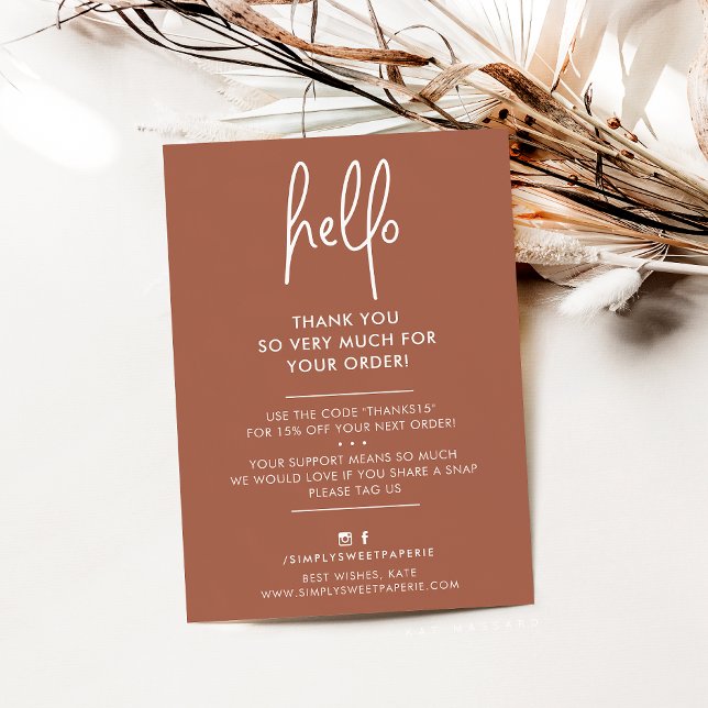 Företagets TACK moderna hej lera vit bläck Kort (Skapare uppladdad)