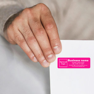 Företagets varumärke på rosa returadressetikett returadress etikett