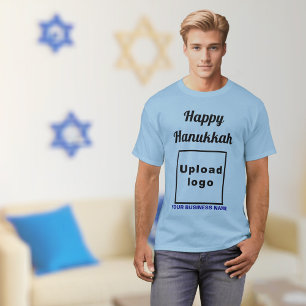Företags-Hanukka-hälsning på ljusblå t-shirt