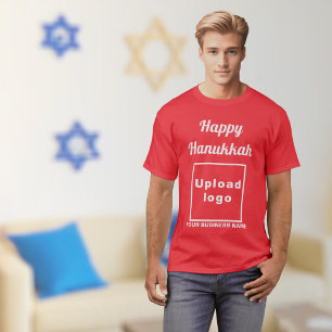 Företags Hanukkahälsning på röd t-shirt
