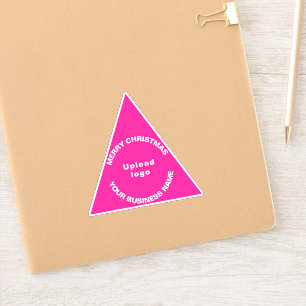 Företags julhälsning på rosa triangulär vinyl klistermärken