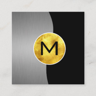 Företags/metallisk Silver/Guld monogram Fyrkantigt Visitkort