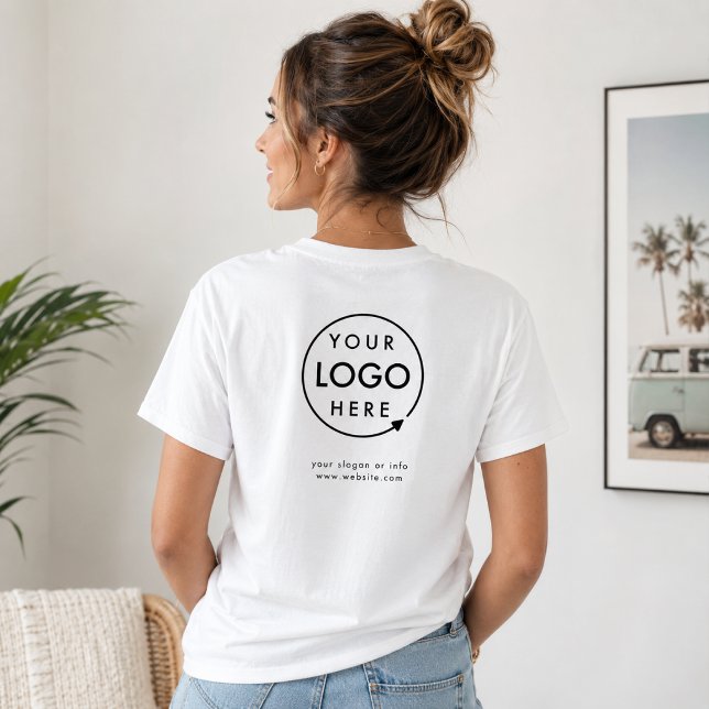Företags T-shirt | Anpassade logotyp bakre persona (Minimalist company branded t-shirts for your team apparel employee uniforms or promotional swag.)