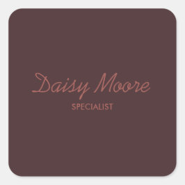 Företagsbrunt enkelt, anpassat namn fyrkantigt klistermärke