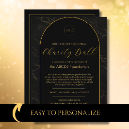 Företagsevenemang i svart och guld med marmorinsla inbjudningar