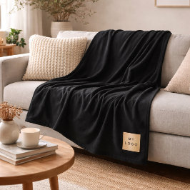 Företagsgåva till Black Corporate logotyp anpassni Fleecefilt