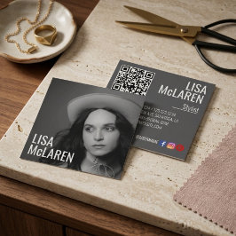 Företagskort - professionell foto & QR-kod Fyrkantigt Visitkort
