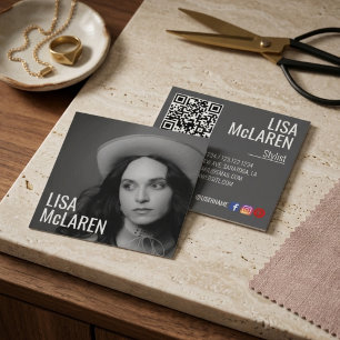 Företagskort - professionell foto & QR-kod Fyrkantigt Visitkort