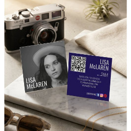 Företagskort - professionell foto & QR-kod Fyrkantigt Visitkort