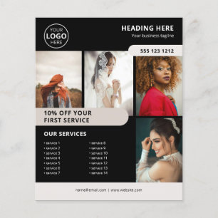 Företagslogotyp för fotomarknadsföring i svart flygblad