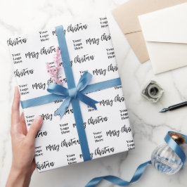 Företagslogotyp God Jul Skript Svart & Vit Presentpapper