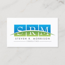 Företagsmässig stiliserad monogram blå/grön visitkort