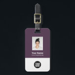 Företagsmedarbetarfoto, Pub-kod, Logotyp, Namn Bagagebricka<br><div class="desc">Anpassa enkelt den här Anpassningsbarna till medarbetarens Namn-bagagetagg med Photo, Scan Pub Code och Business logotyp. En enkel företagsdesign i grimace lila färg är fullt anpassade i fram- och bakomliggande storlekar, sans-serif Basic och modern typsnitt och en professionell och ett tydligt utseende. Perfekt som Employee Business Travel Gadgets, Travel Suppories...</div>
