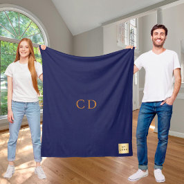 Företagsmonogram för marinblå logotyp i guld fleecefilt