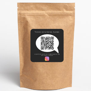 Företagsnamn qr-kod sociala medier instagram svart fyrkantigt klistermärke