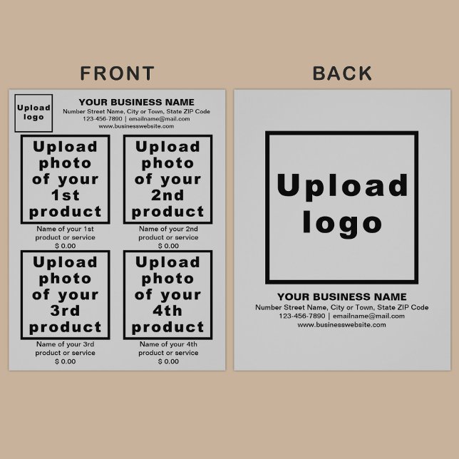 Företagsprodukter eller tjänster på Grå Flyer (Advertise your products. The products or services of your business on gray flyer.)