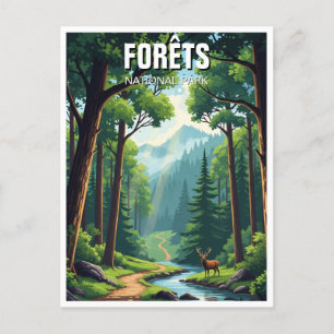 Forets nationalpark Frankrike Travel Vykort