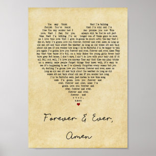 Forever & All Amen Vintage Heart Sång Lyric Print Poster