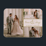 Forever & Alltid Rosa Guld Photo Bröllop Tack Magnet<br><div class="desc">Gratulera till historien om kärlek med Forever & Always Rosa Photo Bröllop Tack Magnet - ett vackert och hållbart sätt att uttrycka sin tacksamhet till familj och vänner. Designad med en elegant med tre fotokollage, med den här magneten kan du visa dina favoritstunder i bröllop och fånga den speciella dagens...</div>