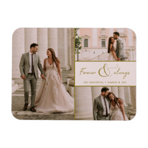 Forever & Alltid Rosa Guld Photo Bröllop Tack Magnet