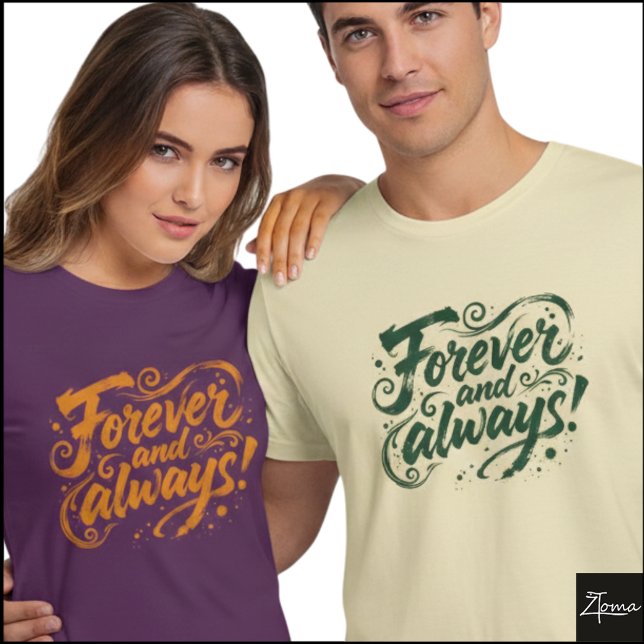 Forever Always Brush Script Quote Grunge T Shirt (Sample design. Several style are available to choose from, with the option to add a name & color.
)