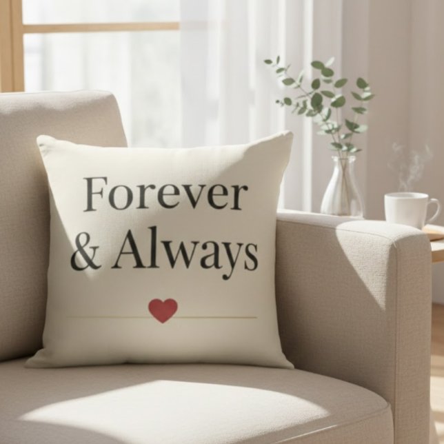 Forever & Always | Minimalist Romantic Quote Throw Kudde (Skapare uppladdad)