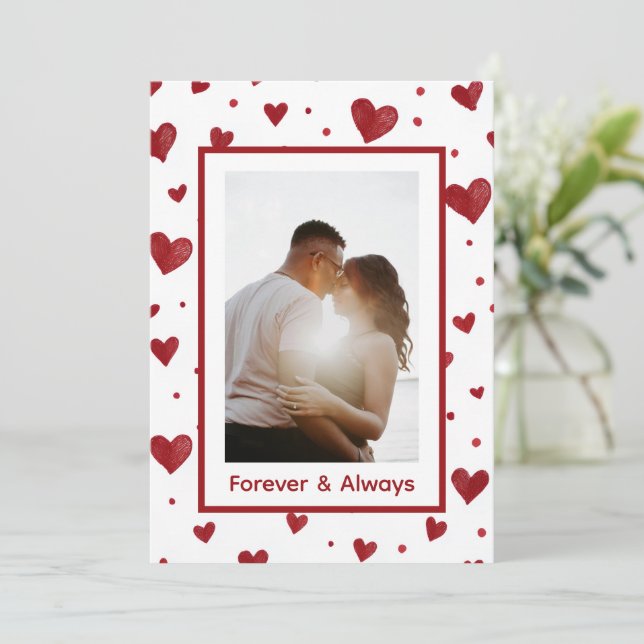 Forever & Always Valentine's Day Custom Card Julkort (Stående Fram)