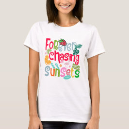 Forever Chasing Sunset - Aestetisk design för fria T Shirt