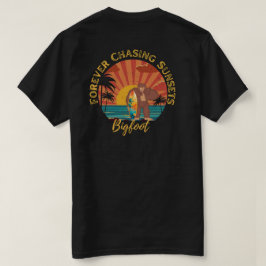 Forever Chasing Sunset Bigfoot Surfing Black T Shirt