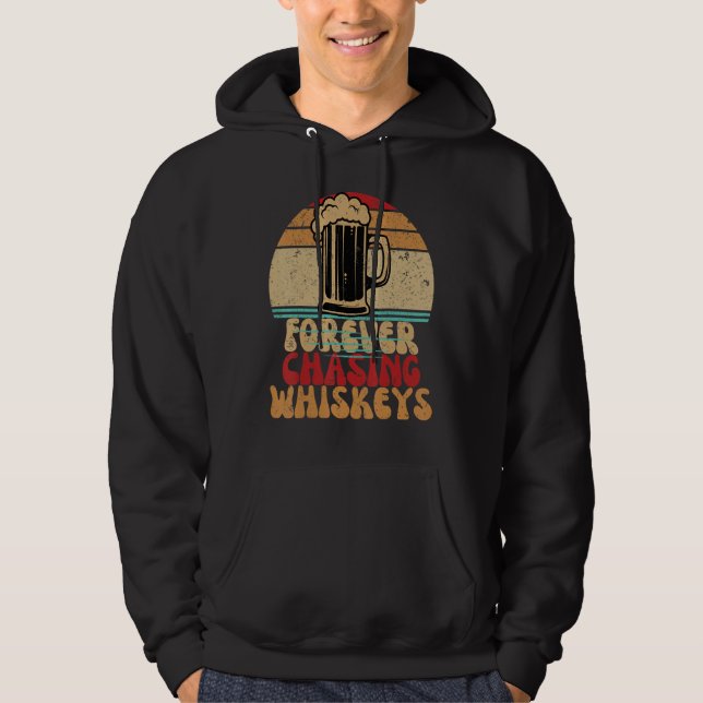 Forever Chasing Sunset Retro  Beer  Groovy Hoodie (Framsida)
