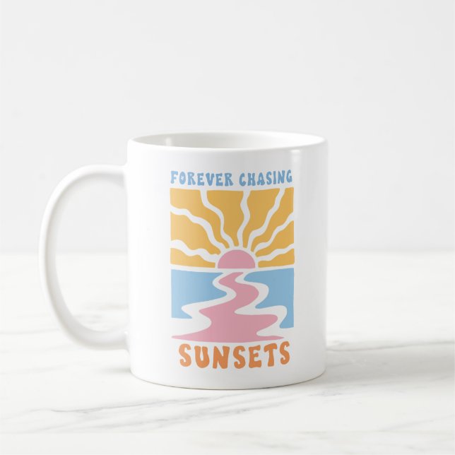Forever Chasing Sunset Retro Kaffemugg (Vänster)
