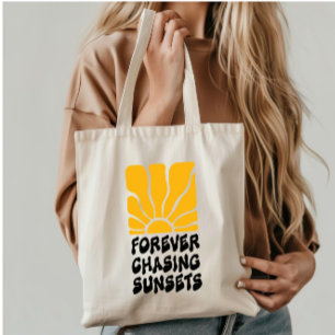 Forever Chasing Sunsets - Groovy Retro Sol Tygkasse