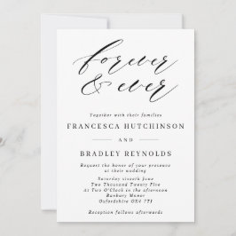 Forever Elegant Calligraphy Monochrome Bröllop Inv Inbjudningar
