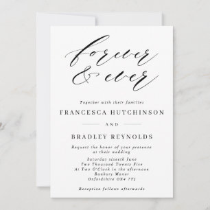 Forever Elegant Calligraphy Monochrome Bröllop Inv Inbjudningar