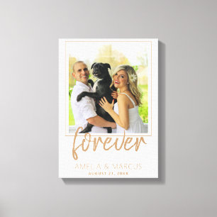 Forever Elegant Golden Script Bröllop Keepsak Canvastryck