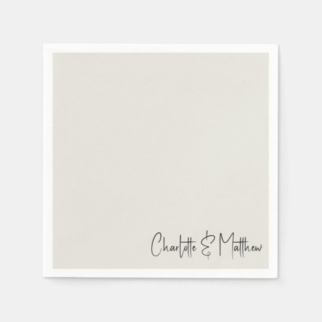 Forever Faithful Cream Personligt bröllp Cocktail Pappersservett (Framsidan)