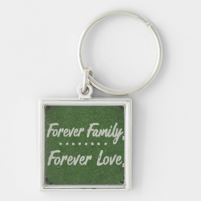 Forever Family, Forever love Fyrkantig Silverfärgad Nyckelring (Framsidan)