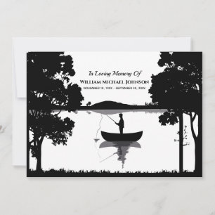 Forever Fishing Funeral Memorial Black and White Inbjudningar
